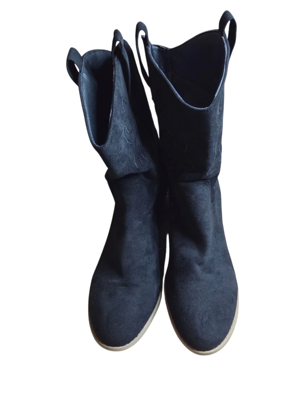 Women's Black Suede Western Ankle Boots